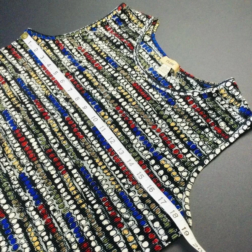 Vintage Plissé Women's Multi-Color Sleeveless Geometric Cropped Tank Top Large - Picture 7 of 9